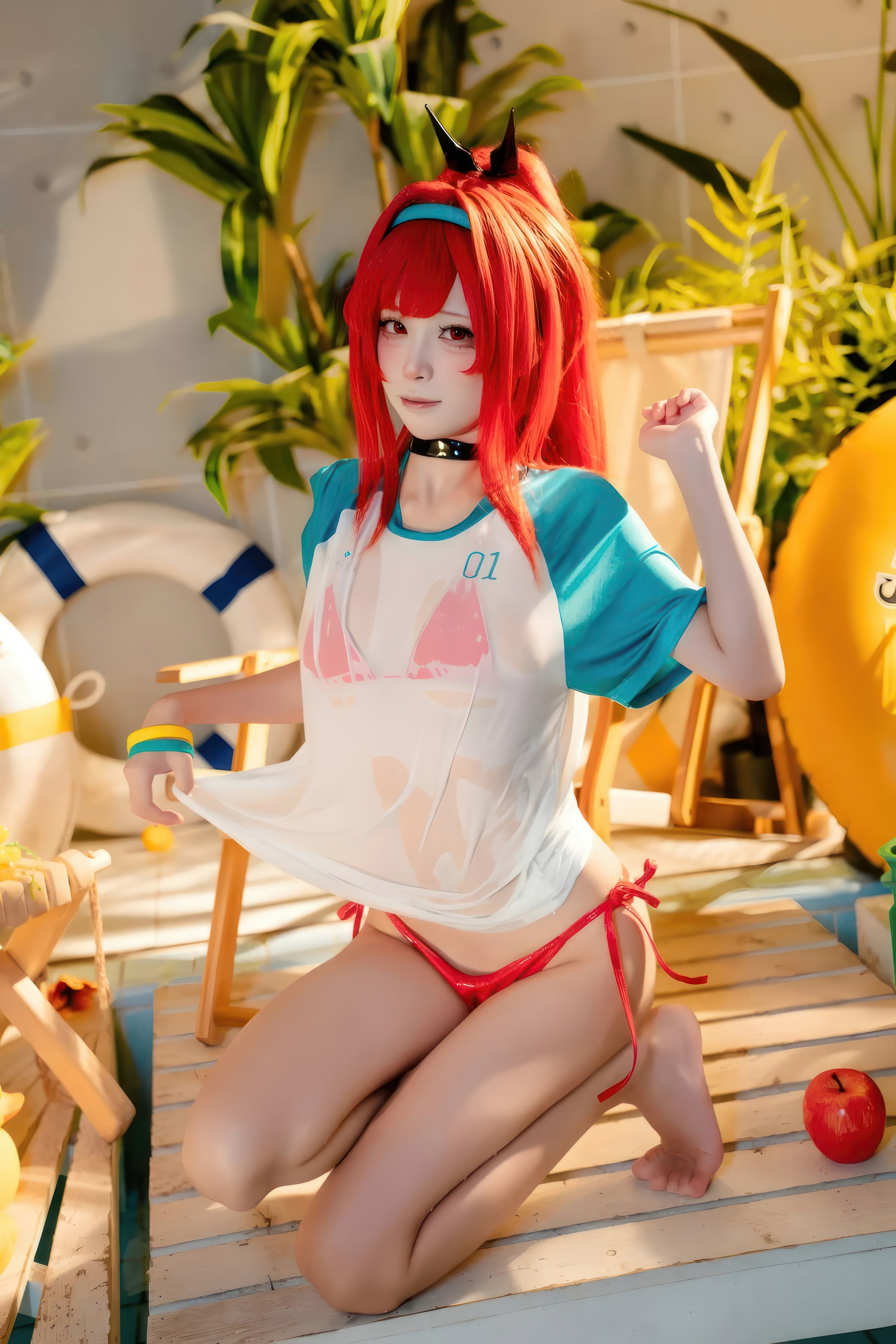 图片[1]-三無人型 – NO.015 Nikke 拉毗泳装·红色风情[32P]-XikXak